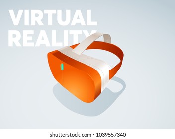 Virtual reality goggles vector illustration. Easily editable colors. Virtual digital cyberspace innovative technology. Orange glasses, 360 view for games.
