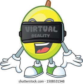 Virtual reality gomotega fruit healthy in cartoon mascot