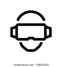 Virtual reality googles mini line, icon, background and graphic. The icon is black and white, linear  flat, vector, pixel perfect, minimal, suitable for web and print. 