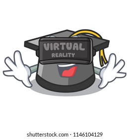 Virtual reality graduation hat mascot cartoon