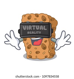 Virtual reality granola bar mascot cartoon