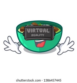 Virtual reality green curry in the character shape