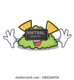 Virtual reality guacamole mascot cartoon style