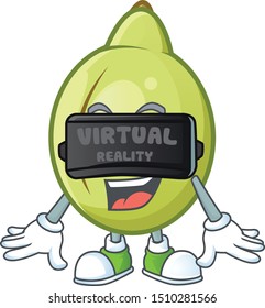Virtual reality gubinge fruit mascot on white background