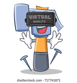 With virtual reality hammer character cartoon emoticon