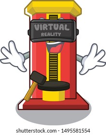 Virtual reality hammer game machine isolated in character