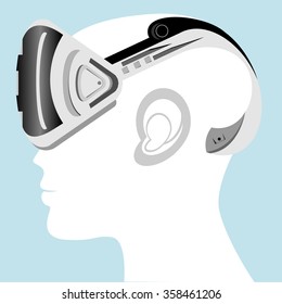 
virtual reality head. Color illustration. Vector version. 