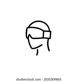 Virtual Reality Head Technology Gadget Vector Logo Monoline Icon Symbol for Graphic Design UI UX or Website