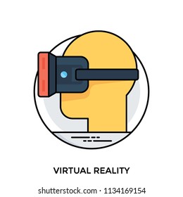 Virtual reality head-mounted device or glasses, flat icon design