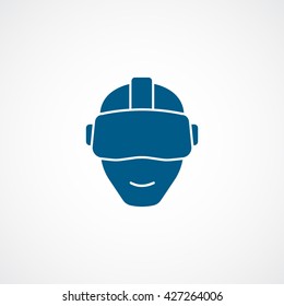 Virtual Reality Headset Blue Icon On White Background