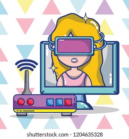 virtual reality headset cartoon