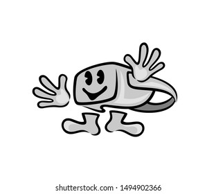 Virtual reality headset cartoon character, logo design. Virtual reality glasses, vr, games and gadget, vector design and illustration