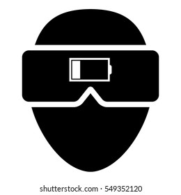 Virtual reality Headset Charge illustration - glyph style icon - Filled black
