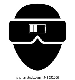 Virtual reality Headset Charge illustration - glyph style icon - Filled black
