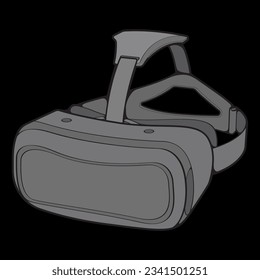 Virtual-Reality-Zeichenkette, Virtual-Reality-Kopfhörer in Skizze-Stil gezeichnet. Farbgebung von Virtual-Reality-Headset-Trainern Vorlagenumriss, Vektorgrafik.
