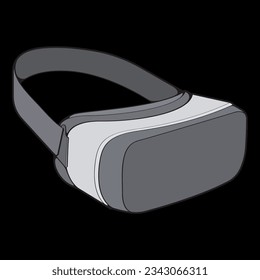 Virtual reality headset coloring drawing vector, Virtual reality headset drawn in a sketch style. Coloring Virtual reality headset trainers template outline, vector Illustration.
