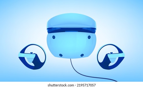 Auriculares de realidad virtual y controladores para juegos. Casco VR. Concepto de tecnología de Metaverse.