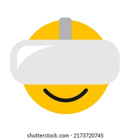 Virtual reality headset - emoji and emoticon of person using modern technology. Vector illustration isolated on white.