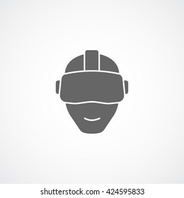 Virtual Reality Headset Flat Icon On White Background