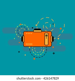 Virtual reality headset. Flat style logo vector illusutation.