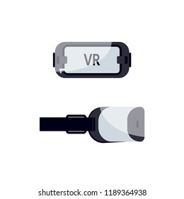 Virtual reality headset in front and profile view. Vector illustration in flat style
