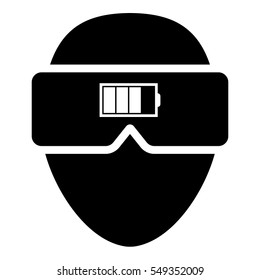 Virtual reality Headset full Charge illustration - glyph style icon - Filled black
