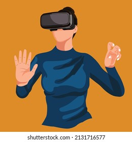 Virtual Reality-Headset mit Girl-Vektorgrafik
