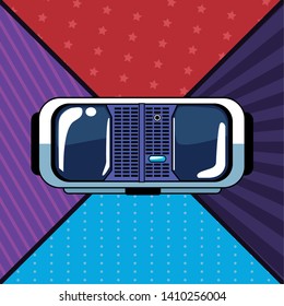 virtual reality headset glasses icon cartoon pop art background vector illustration graphic design