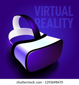 Virtual reality headset glasses realistic. Stereoscopic 3d VR optical technology.  
