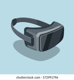 Virtual reality headset glasses realistic flat icon. Stereoscopic 3d VR optical technology. Very addictive gadget. Modern vector illustration art.