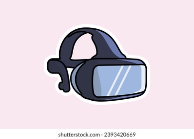 Virtual Reality Headset Glasses Sticker vector illustration. Technology object icon concept. Virtual Glasses for smartphone sticker vector design with shadow.