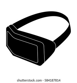 Virtual reality headset icon in black style isolated on white background. Personal computer accessories symbol stock vector illustration.
