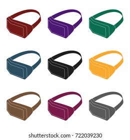 Virtual reality headset icon in black style isolated on white background. Personal computer accessories symbol stock vector illustration.