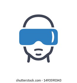 Virtual reality headset icon in blue gray color