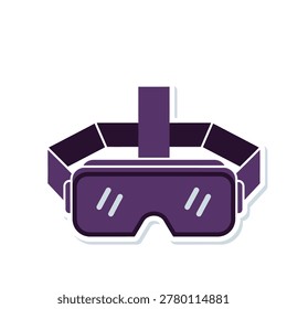 Virtual reality headset icon, flat style. VR glasses for gaming, entertainment, and simulation. Modern digital technology device for immersive experience.