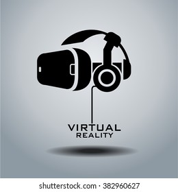 Virtual reality headset icon, flat design, vector,  icon, design, black & white, VR 