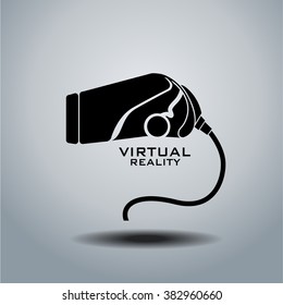 Virtual reality headset icon, flat design, vector, logo, black& white, eps