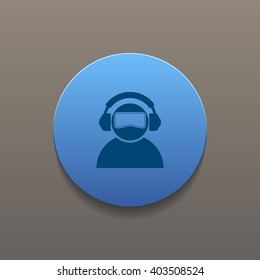Virtual reality headset icon, flat design, vector