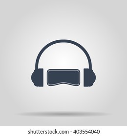 Virtual reality headset icon, flat design, vector