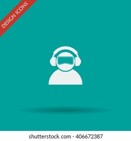 Virtual reality headset icon, flat design, vector