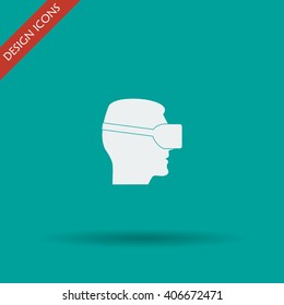 Virtual reality headset icon, flat design, vector