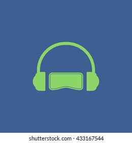 Virtual reality headset icon, flat design, vector