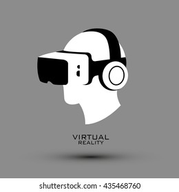 Virtual Reality Headset Icon, Flat Icon, Logo, Vector Illustration.