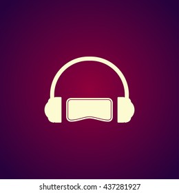 Virtual reality headset icon, flat design, vector
