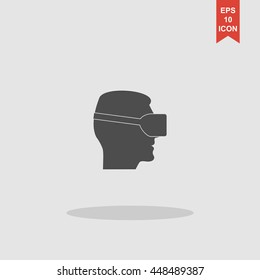 Virtual reality headset icon, flat design, vector