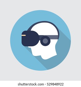 Virtual Reality Headset Icon Flat Design Long Shadow