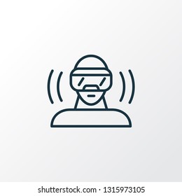 Símbolo de línea de icono de auriculares de realidad virtual. Elemento aislado de las gafas del vr de la calidad de Premium en estilo de moda.