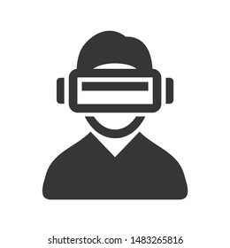 Virtual Reality Headset Icon on White Background. Vector