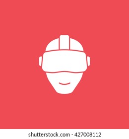 Virtual Reality Headset Icon On Red Background