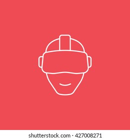 Virtual Reality Headset Icon On Red Background